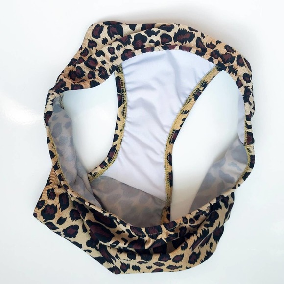 Venus Leopard Print High Waist String Bikini Set Turquoise Straps Size Small - Picture 5 of 8